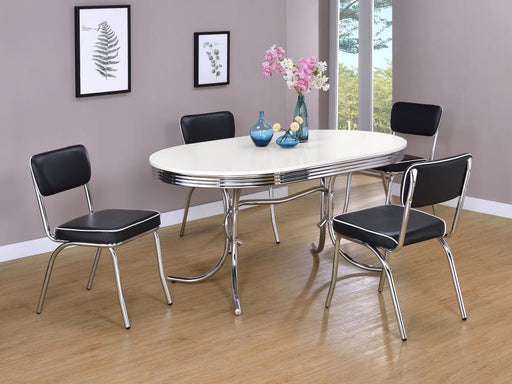 Retro Oval Dining Table Set White Black