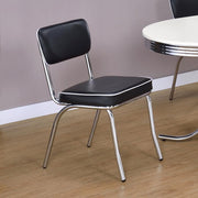 Retro Upholstered Dining Side Chair (Set of 2) Black
