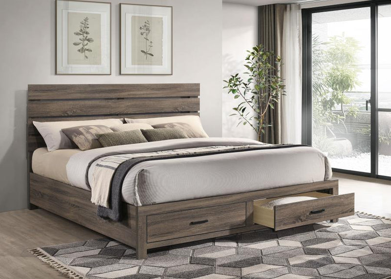 Brantford Wood Storage Panel Bed Barrel Oak Eastern King