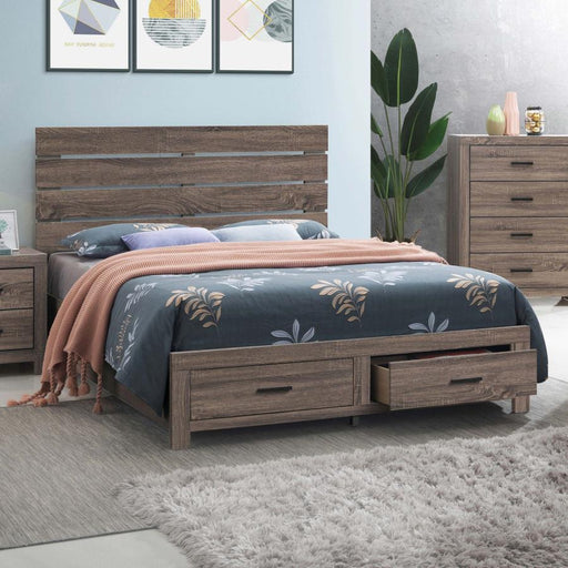 Brantford Wood Storage Panel Bed Barrel Oak Queen