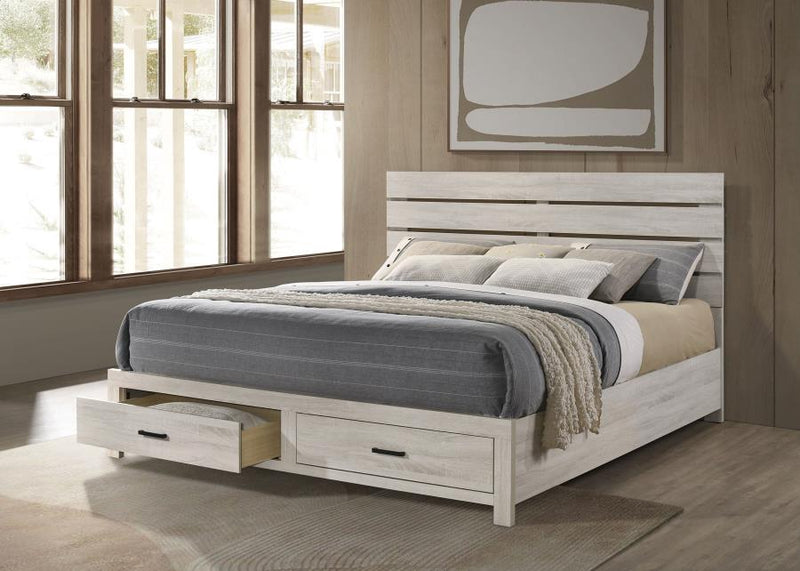 Brantford Wood Storage Panel Bed Coastal White Eastern King