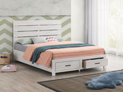 Brantford Wood Storage Panel Bed Coastal White Queen