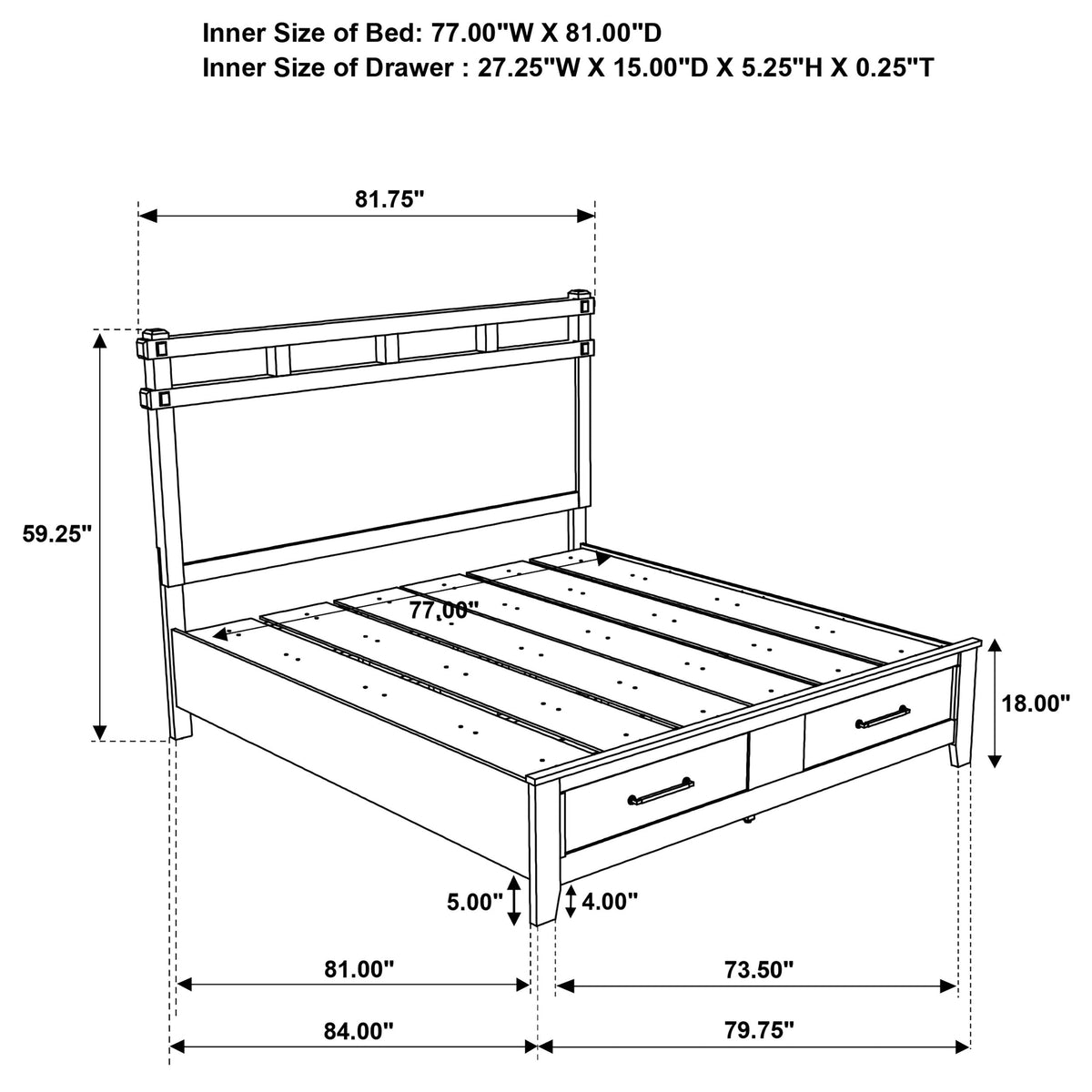 Hazlewood 59-inch Panel Storage Bed Vineyard Oak