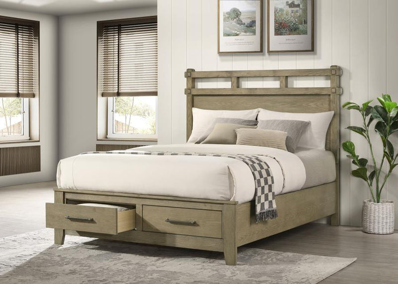 Hazlewood 59-inch Panel Storage Bed Vineyard Oak Queen