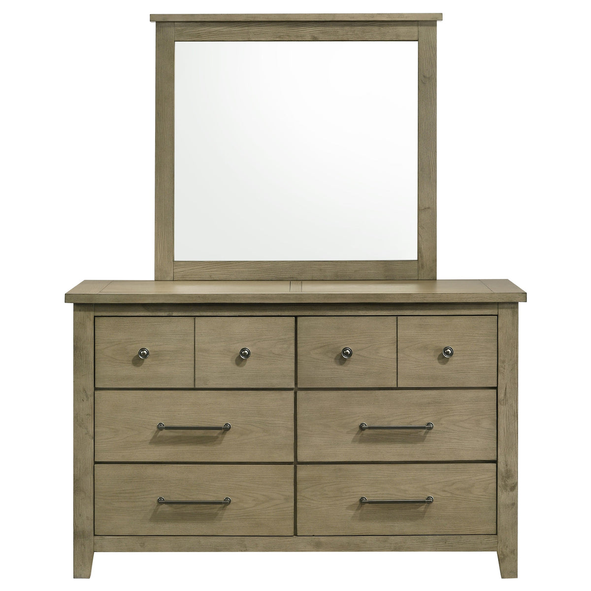 Hazlewood 6-drawer Bedroom Dresser with Mirror Vineyard Oak