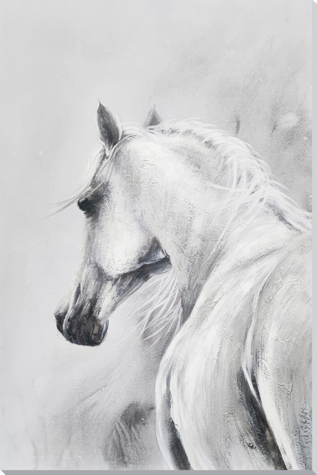 32x47 Hand Painted Textured Canvas - Silver