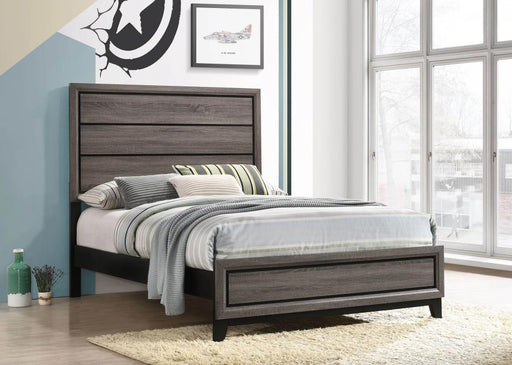 Watson Wood Panel Bed Grey Oak Full