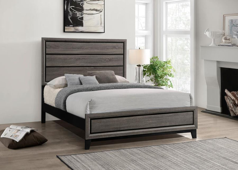 Watson Wood Panel Bed Grey Oak Queen