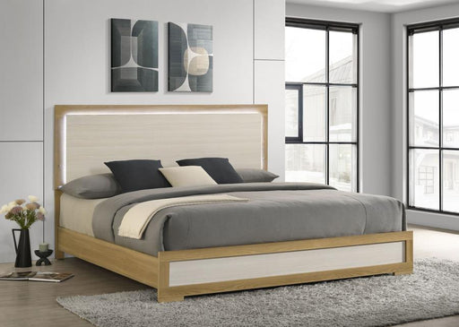 Hyland Wood LED Panel Bed Natural and Eastern King