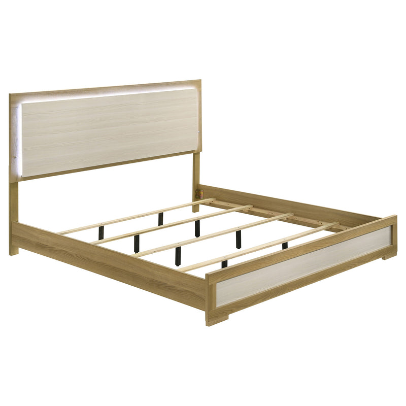 Hyland Wood LED Panel Bed Natural and