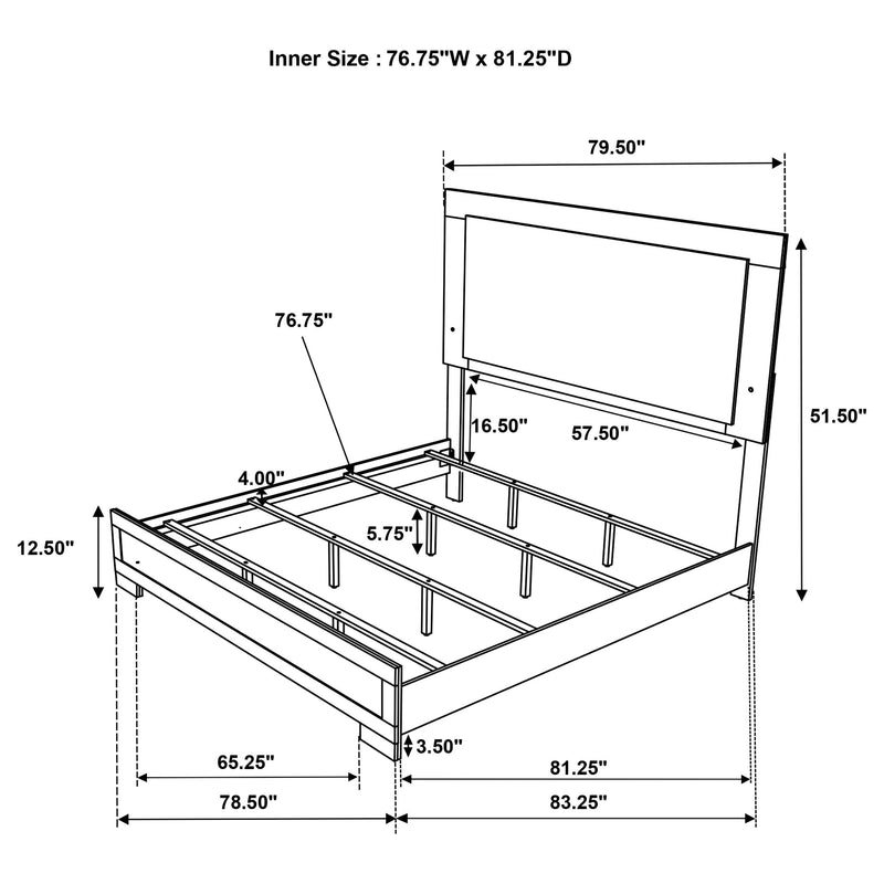 Hyland Wood LED Panel Bed Natural and