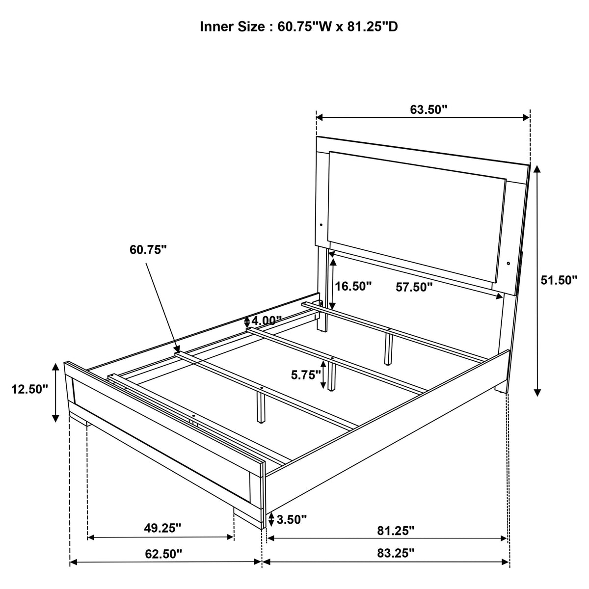 Hyland Wood LED Panel Bed Natural and