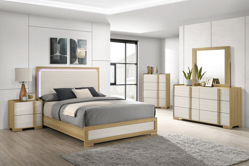 Hyland Wood LED Panel Bed Natural and