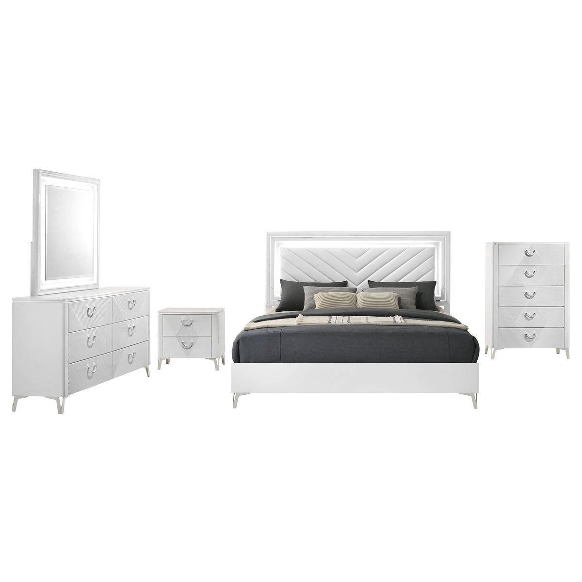 Cassia LED Bedroom Set High Gloss