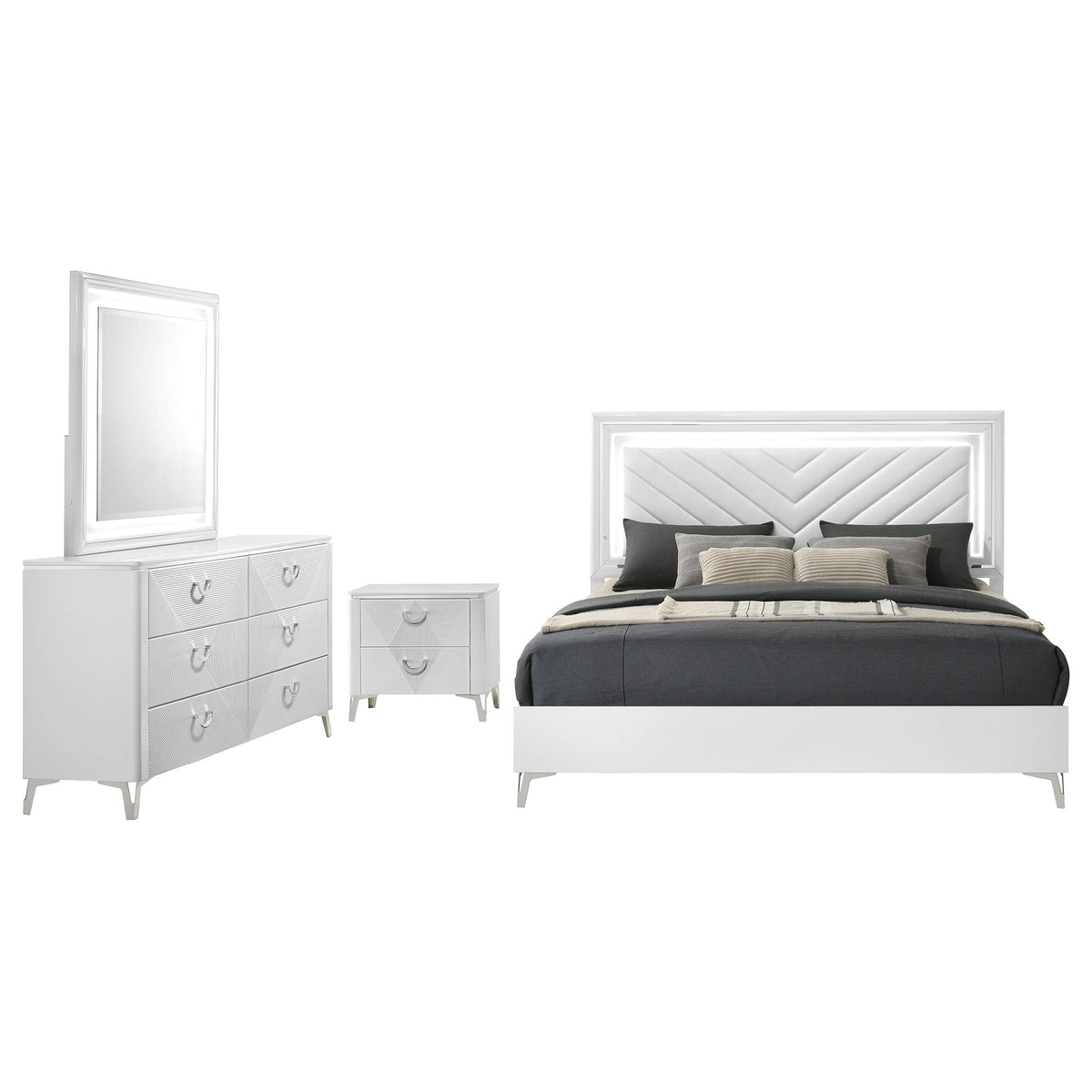 Cassia LED Bedroom Set High Gloss