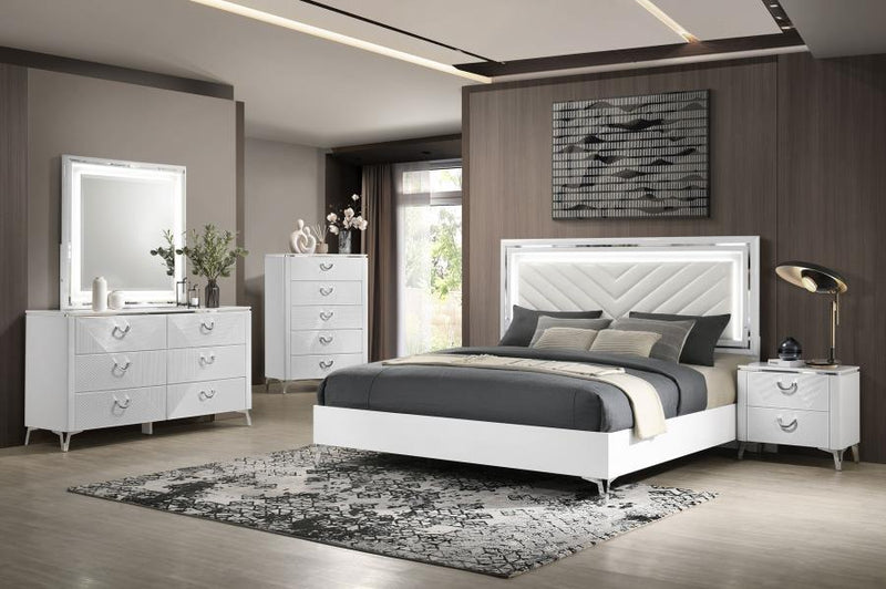 Cassia LED Bedroom Set High Gloss Queen 5-piece
