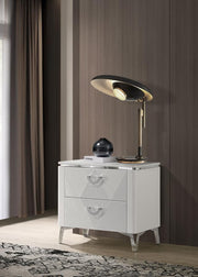 Cassia 2-drawer Nightstand Bedside Table White High Gloss Default Title