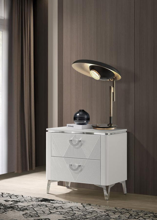 Cassia 2-drawer Nightstand Bedside Table White High Gloss Default Title