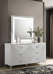 Cassia 6-drawer Dresser Cabinet with Mirror White High Gloss Default Title