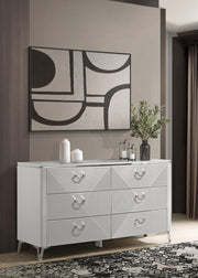 Cassia 6-drawer Bedroom Dresser Cabinet White High Gloss Default Title