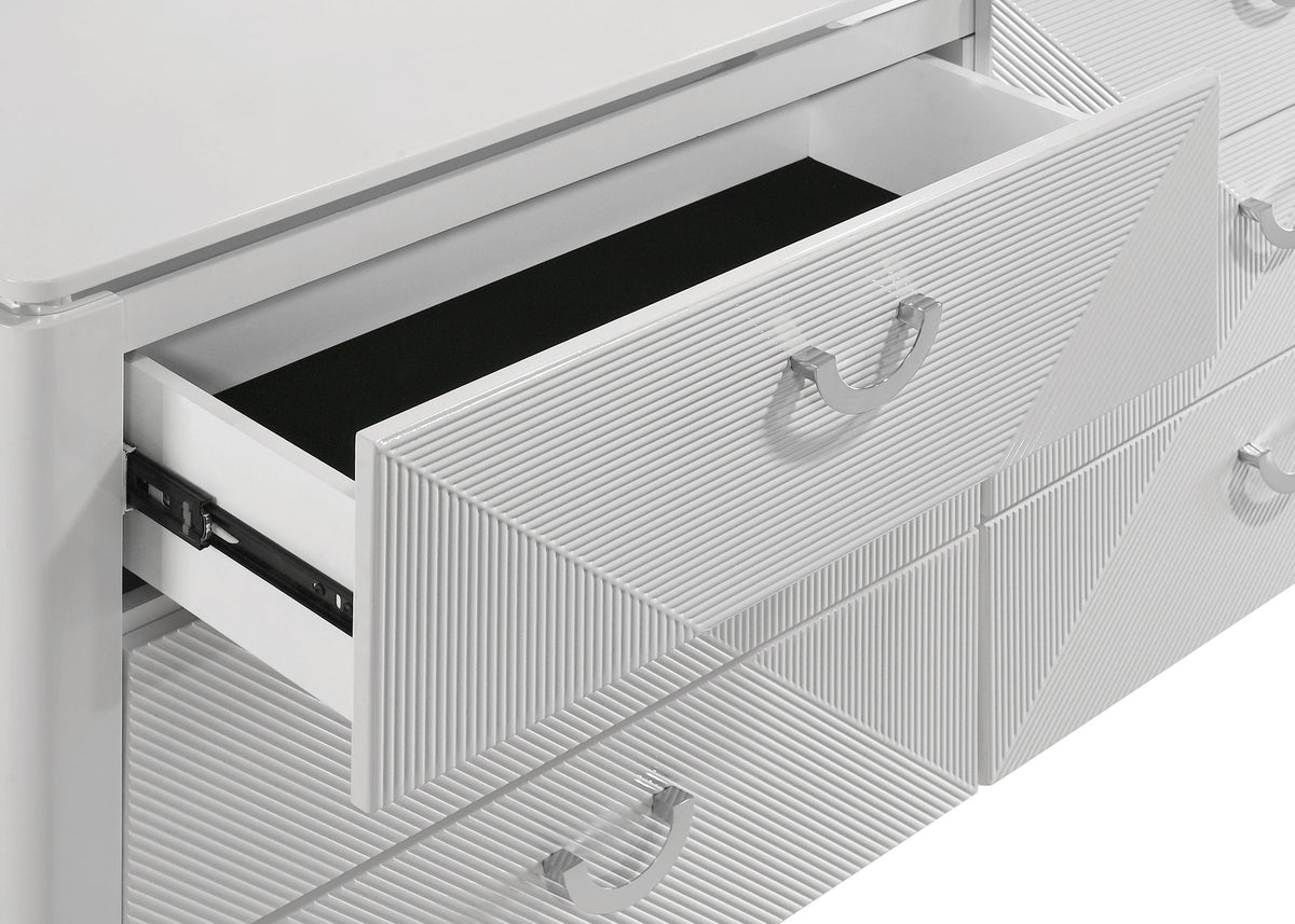 Cassia 6-drawer Bedroom Dresser Cabinet White High Gloss