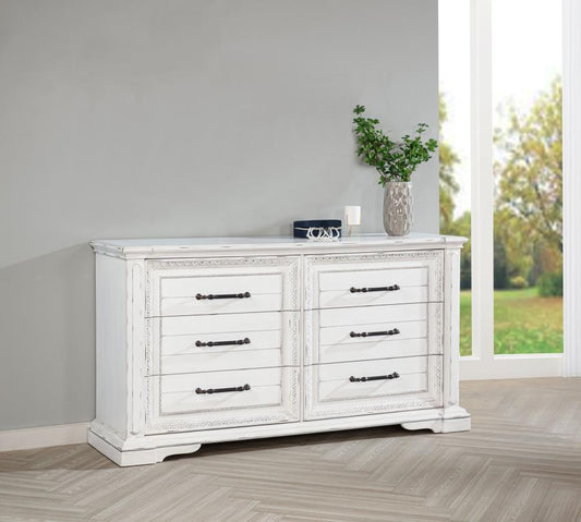 McKinney 6-drawer Bedroom Dresser Cabinet Vintage White Default Title