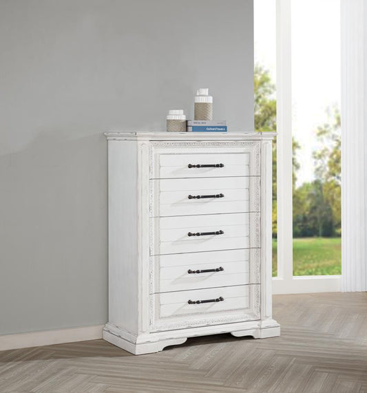McKinney 5-drawer Bedroom Chest of Drawers Vintage White Default Title