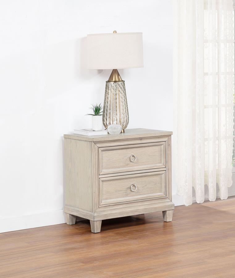 Pembroke 2-drawer Nightstand Bedside Table Washed Oak Default Title