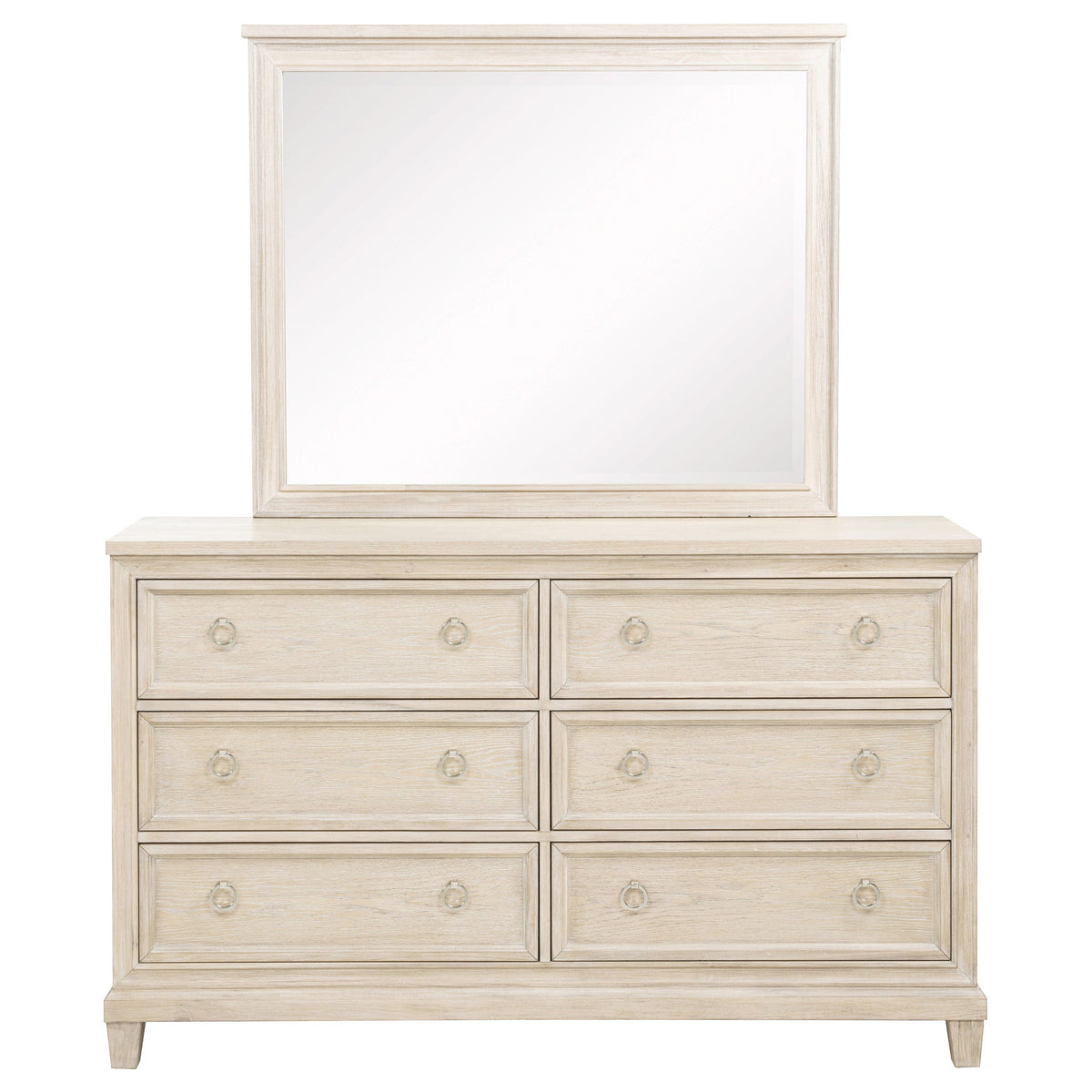 Pembroke 6-drawer Bedroom Dresser with Mirror Washed Oak