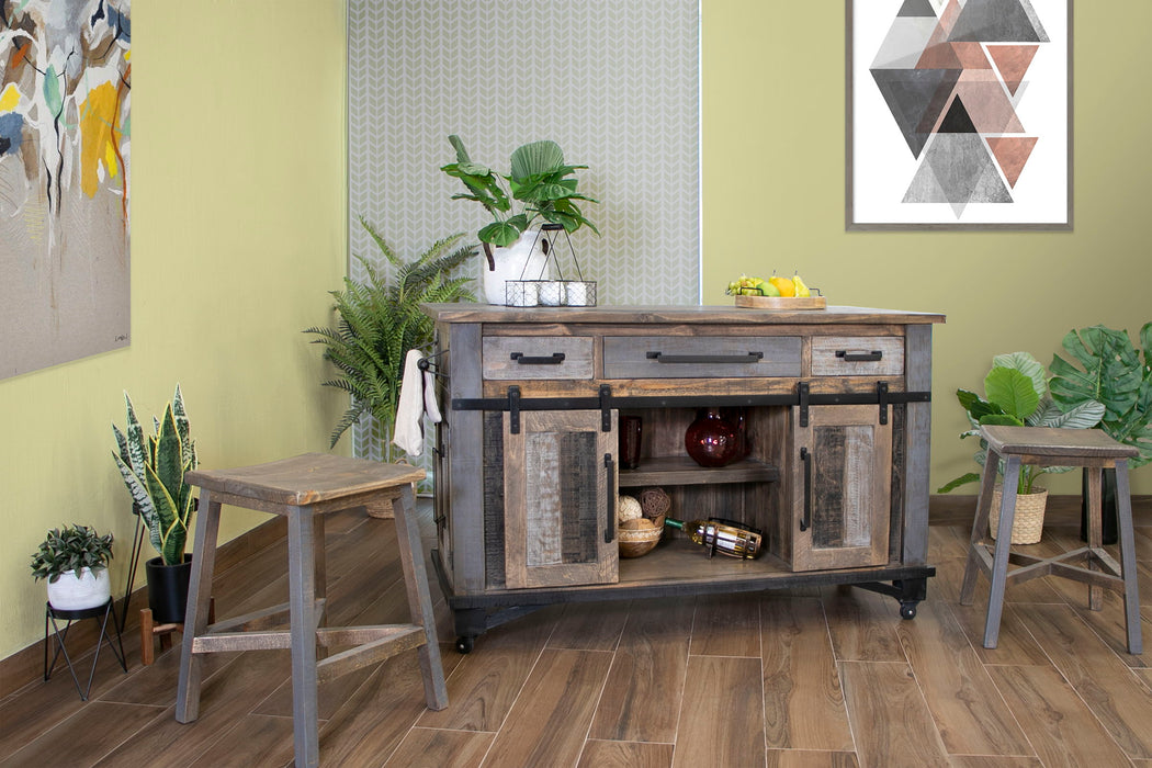 Loft Brown - Kitchen Island - Two Tone Gray / Brown