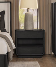 Leandro 2-drawer LED Nightstand with USB Burnished Black Default Title