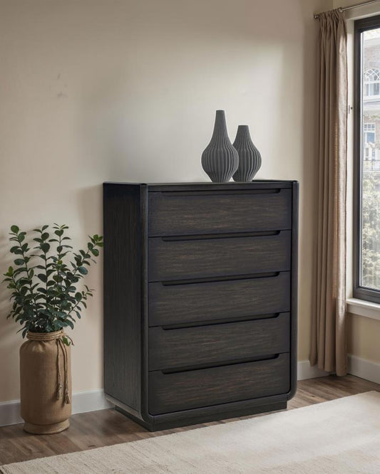 Leandro 5-drawer Bedroom Chest of Drawers Burnished Black Default Title
