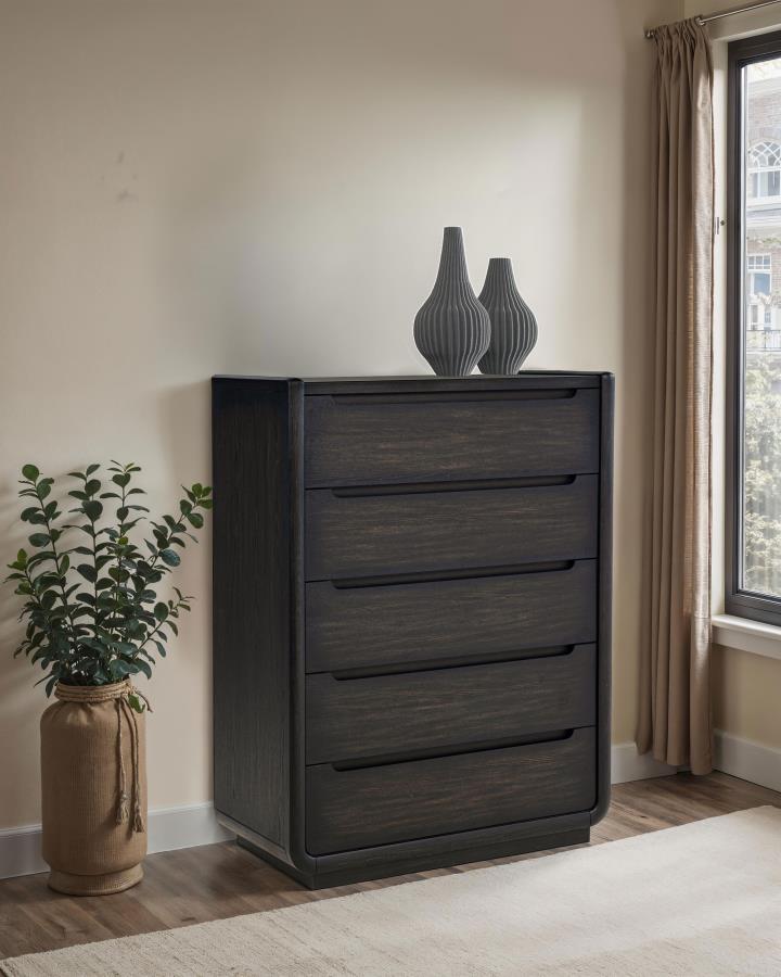 Leandro 5-drawer Bedroom Chest of Drawers Burnished Black Default Title