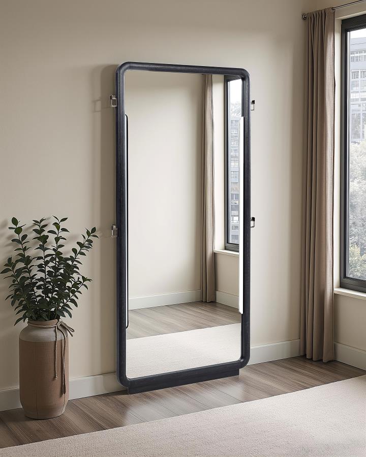 Leandro 76-inch Full Length Floor Mirror Burnished Black Default Title