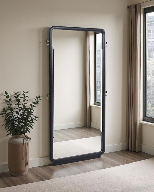Leandro 76-inch Full Length Floor Mirror Burnished Black Default Title