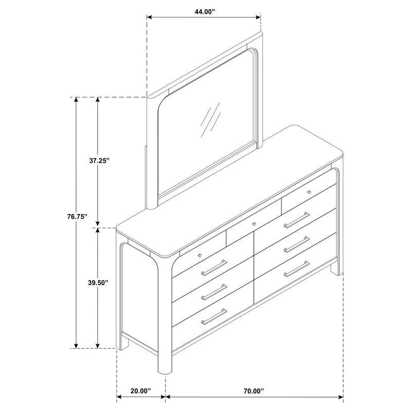 Solano 9-drawer Bedroom Dresser with Mirror Weathered Mango