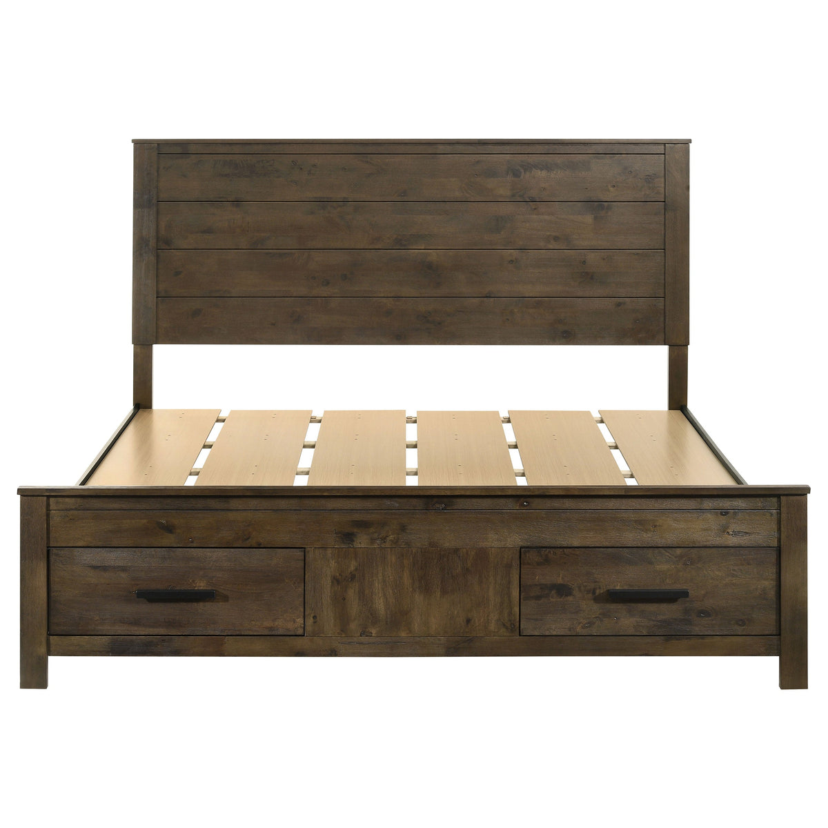 Woodmont Wood Storage Panel Bed Rustic Golden Brown