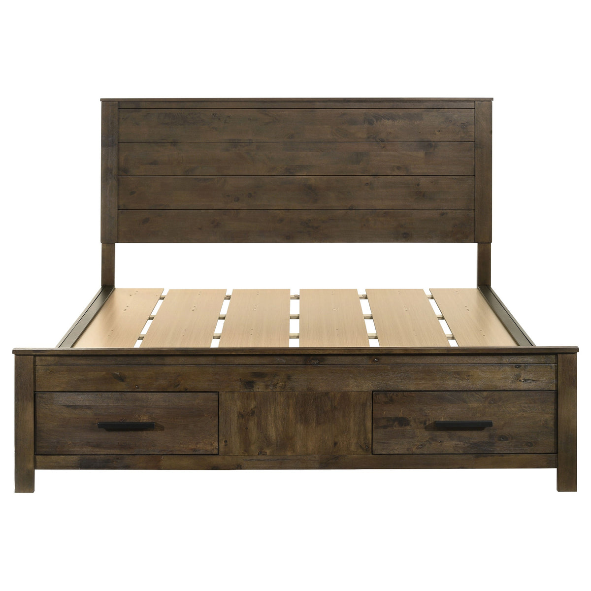 Woodmont Wood Storage Panel Bed Rustic Golden Brown