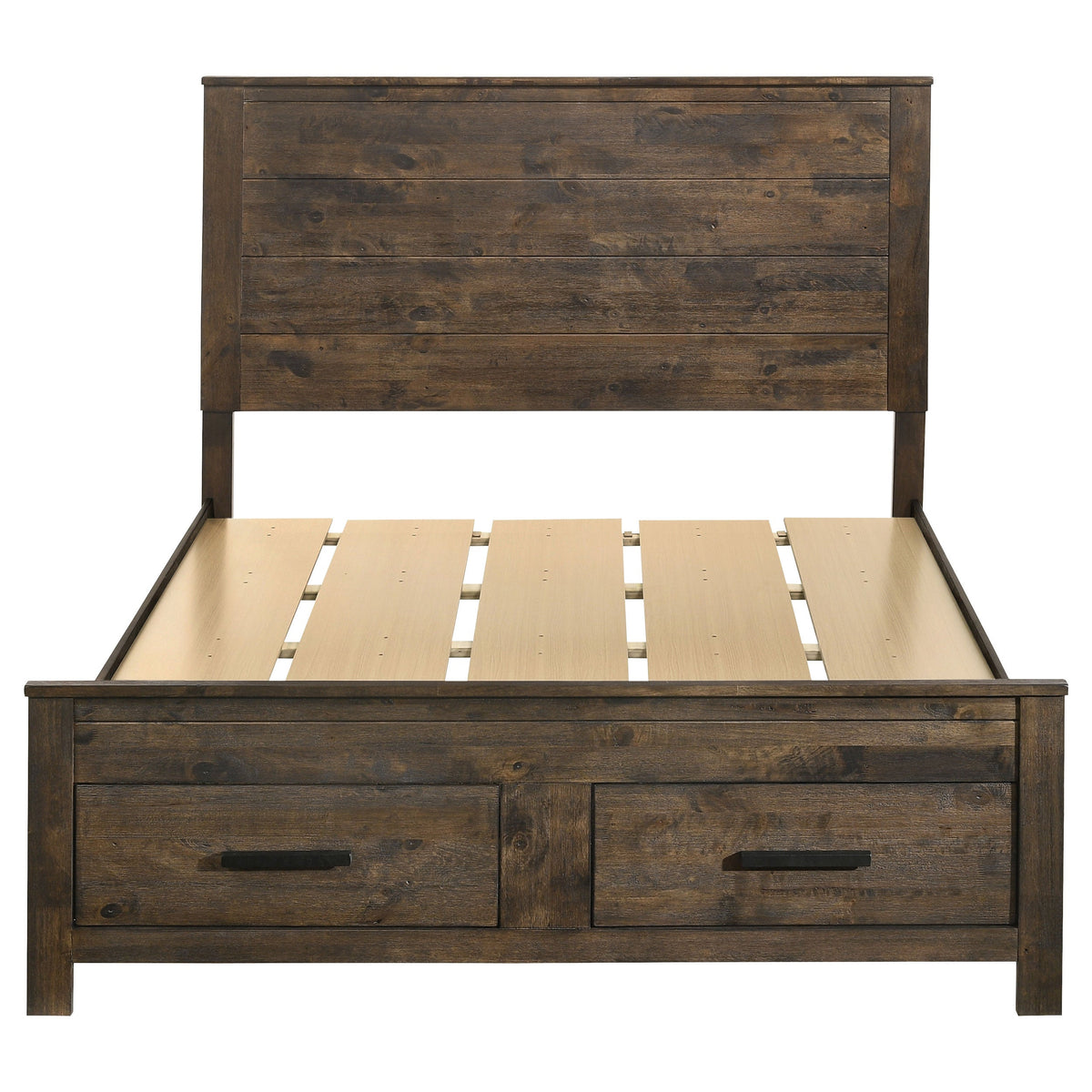Woodmont Wood Storage Panel Bed Rustic Golden Brown
