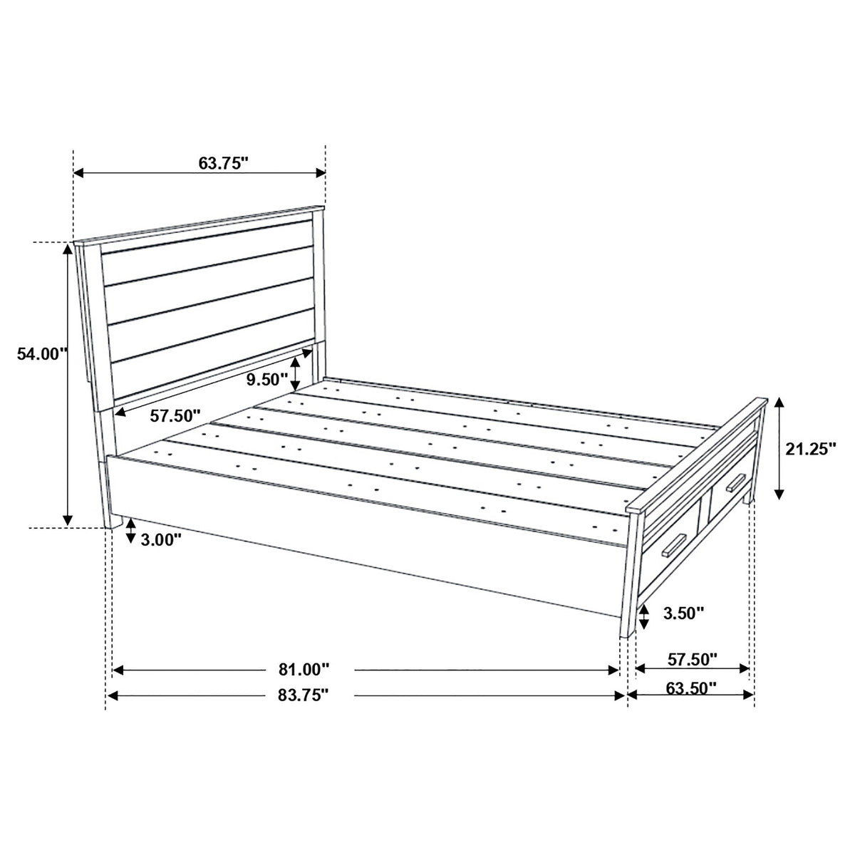 Woodmont Wood Storage Panel Bed Rustic Golden Brown