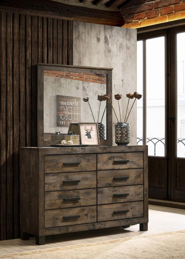 Woodmont 8-drawer Dresser with Mirror Rustic Golden Brown Default Title