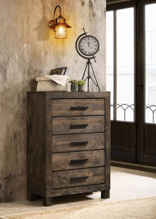 Woodmont 5-drawer Bedroom Chest Rustic Golden Brown Default Title