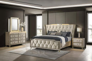 Lorient Bedroom Set Ivory and Camel Eastern King 4-piece With Standard Dresser