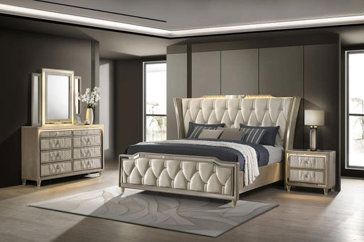 Lorient Bedroom Set Ivory and Camel Eastern King 4-piece With Standard Dresser
