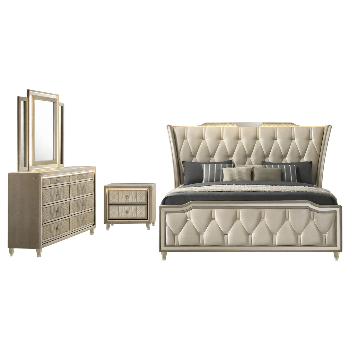 Lorient Bedroom Set Ivory and Camel