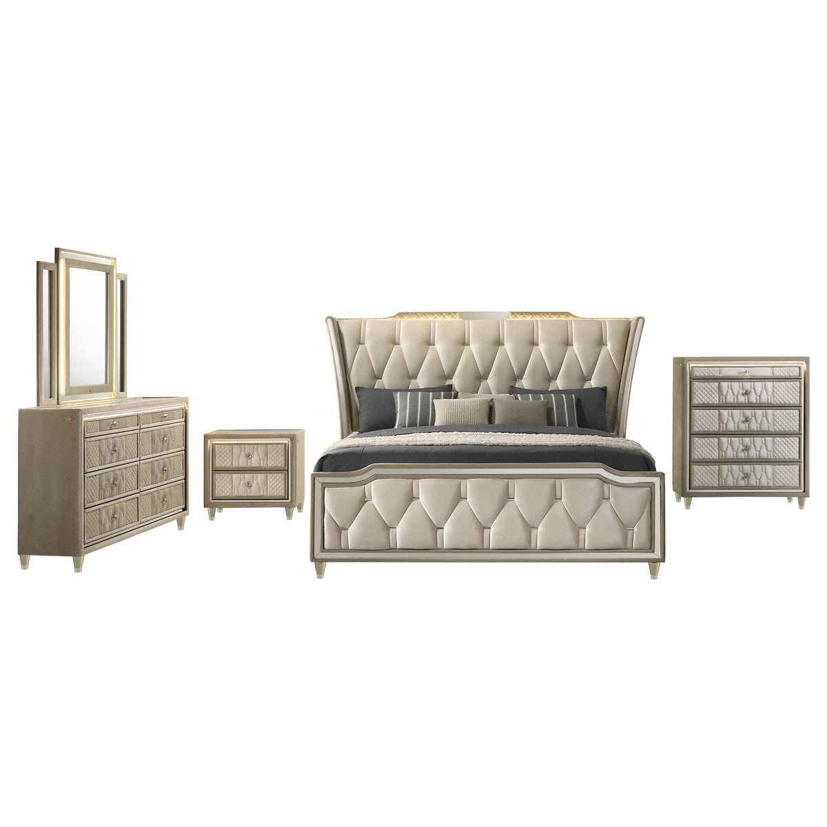 Lorient Bedroom Set Ivory and Camel