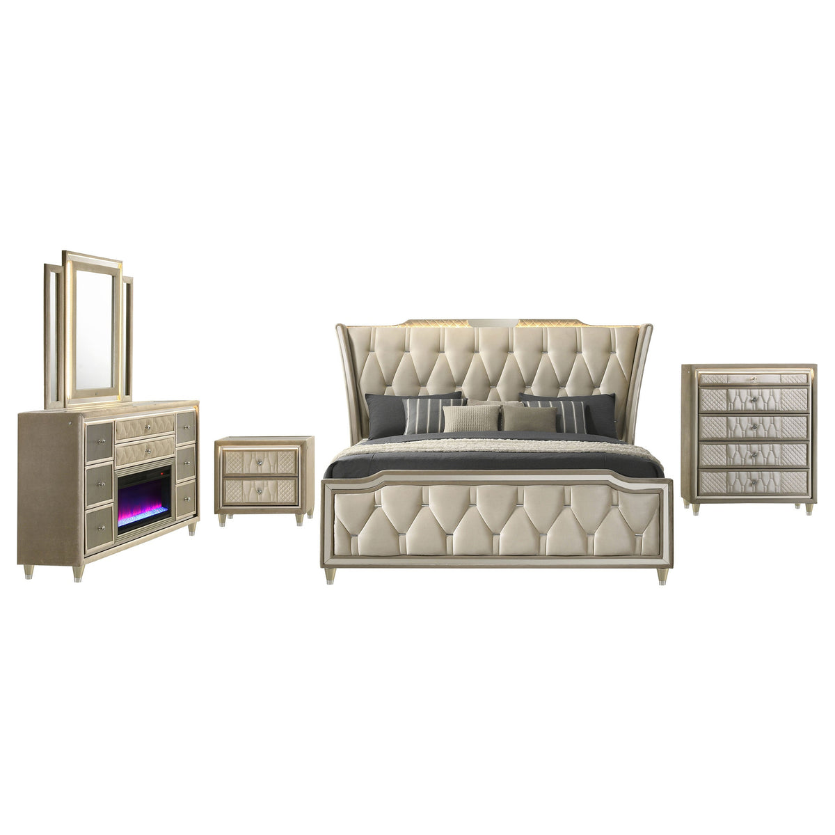 Lorient Bedroom Set Ivory and Camel