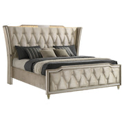 Lorient LED Upholstered Wingback Bed Ivory and Camel