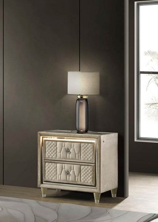 Lorient 2-drawer LED Nightstand with USB Ivory and Camel Default Title