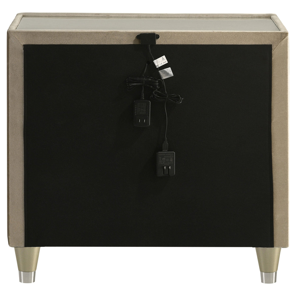 Lorient 2-drawer LED Nightstand with USB Ivory and Camel